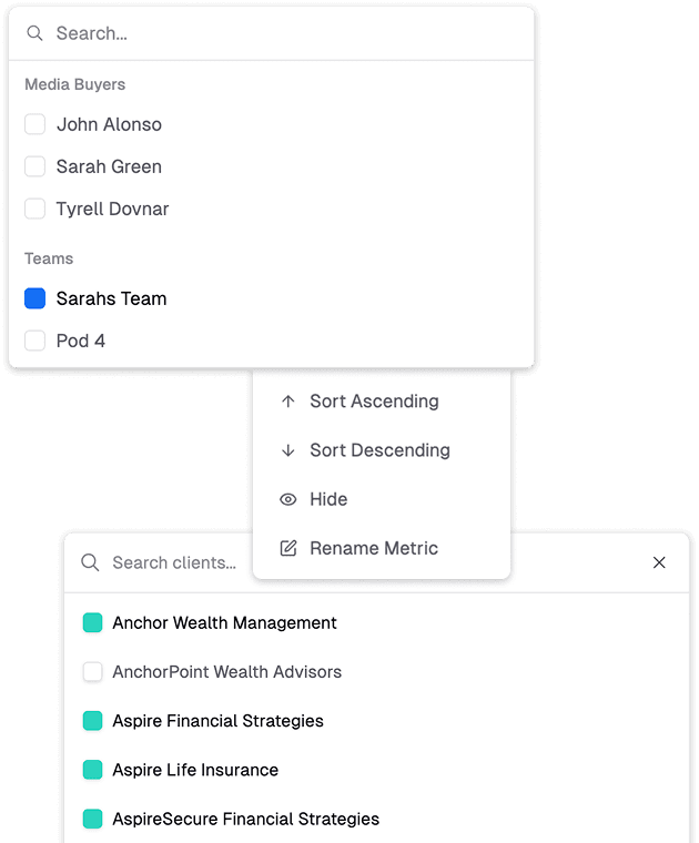 Sort and filter UI image