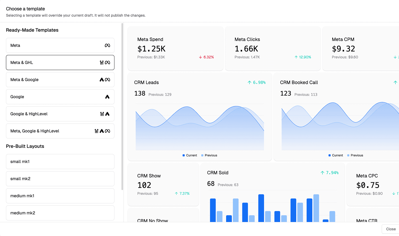 Reports template UI image