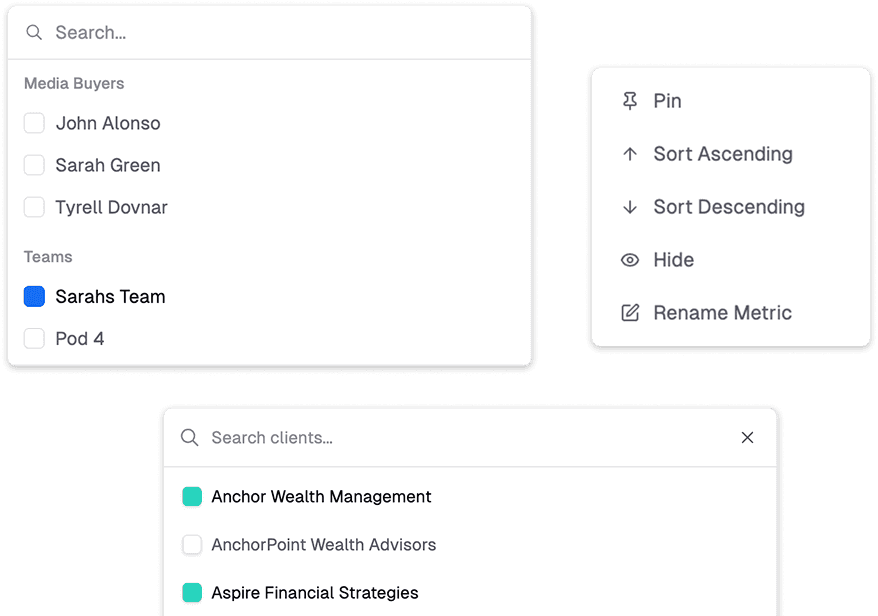 Sort and filter UI image