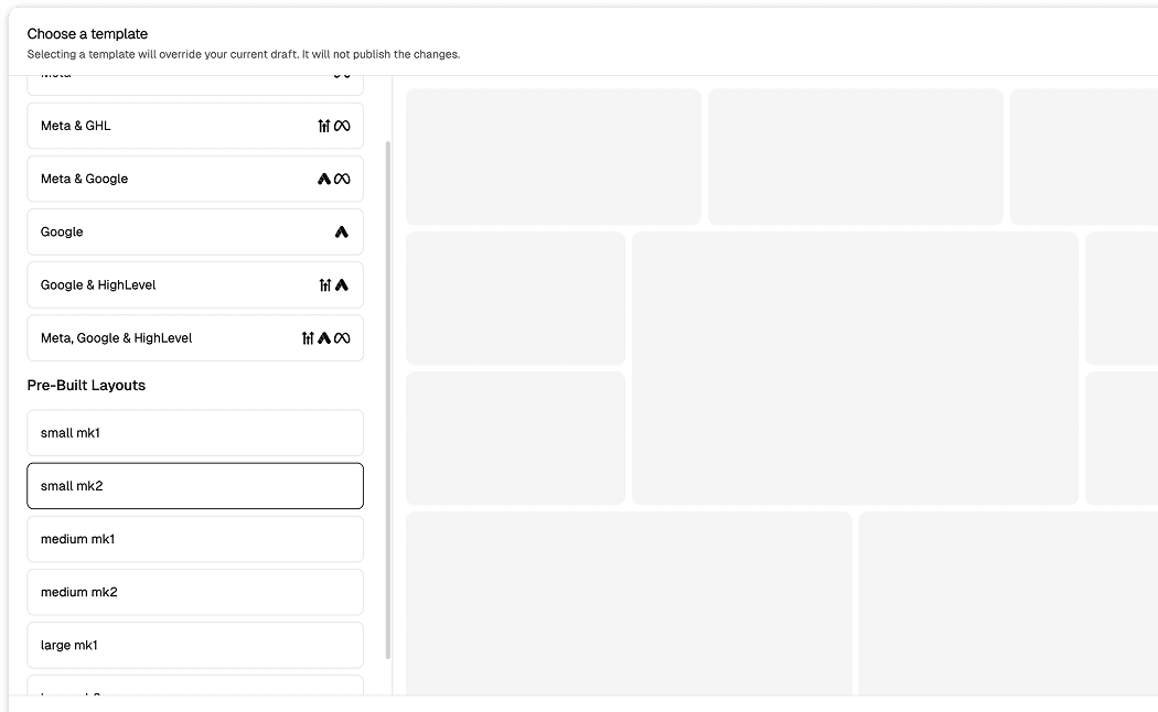 Pre-built empty report layouts UI image